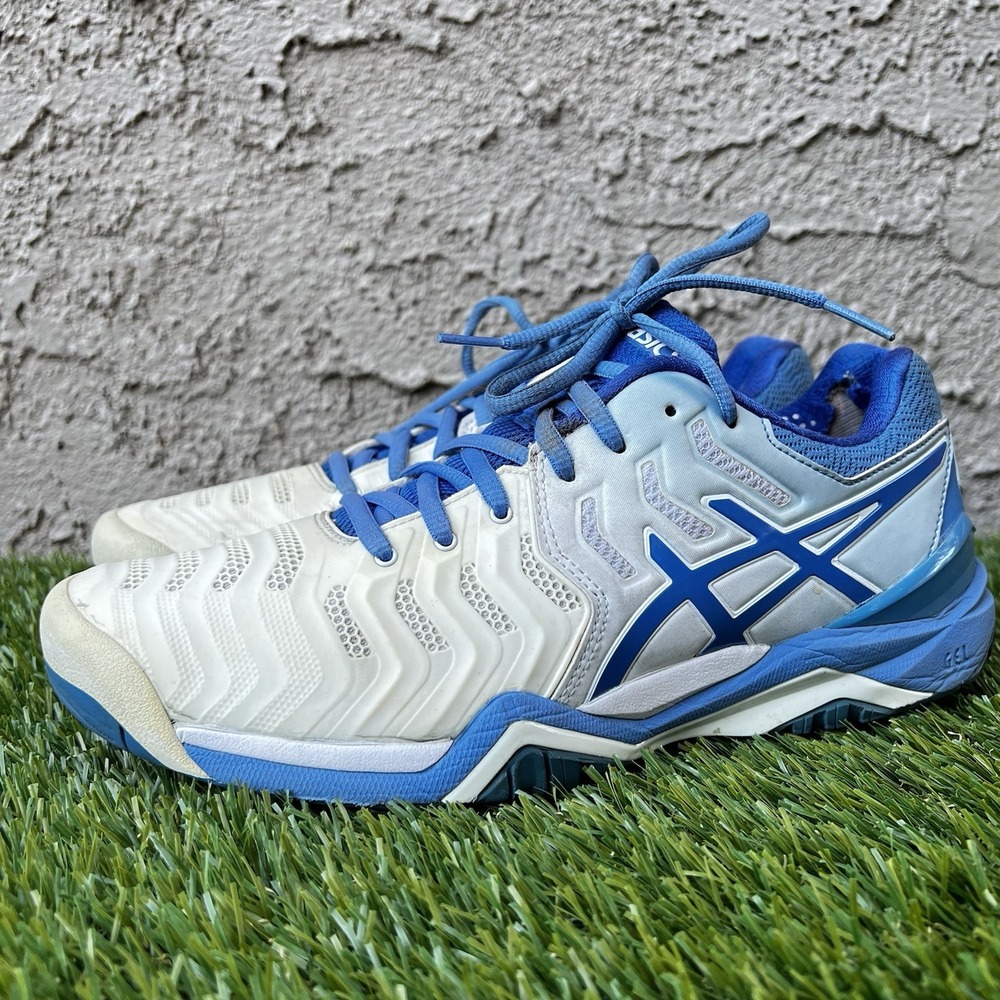 Asics Size 9.5 Gel Resolution Tennis Blue White Coastal Athletic Gym